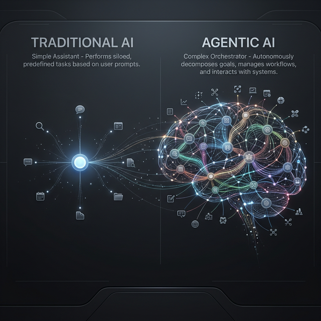 Traditional AI vs Agentic AI Automation